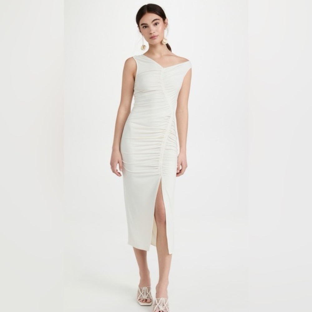 Self-Portrait Asymmetric White Gathered Dress UK8/US 4